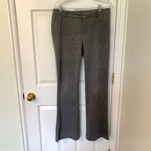 Grey twill mid rise wide leg pants